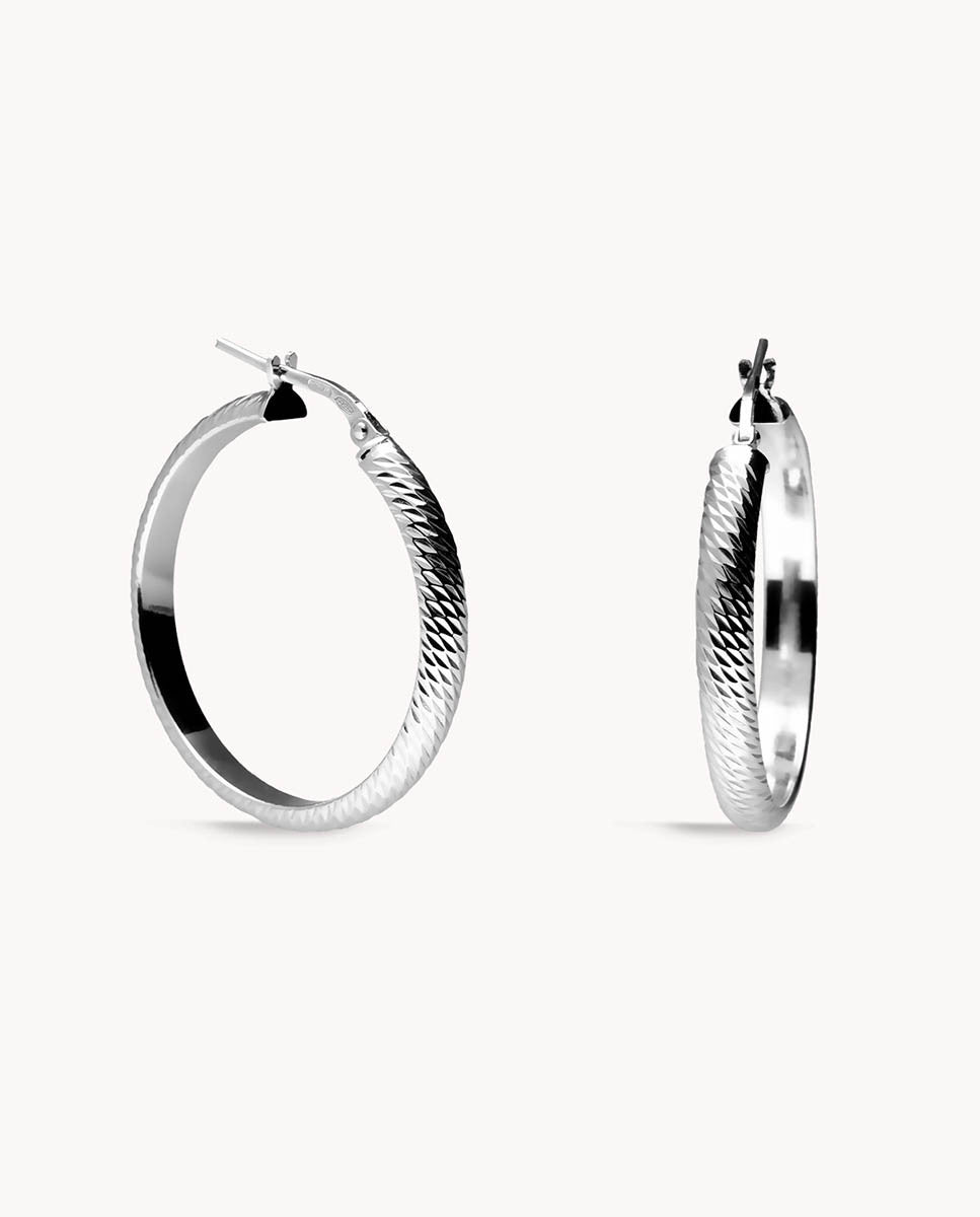 Pendientes de aro triz m de plata de ley 925 bañada en rodio. 13-3530