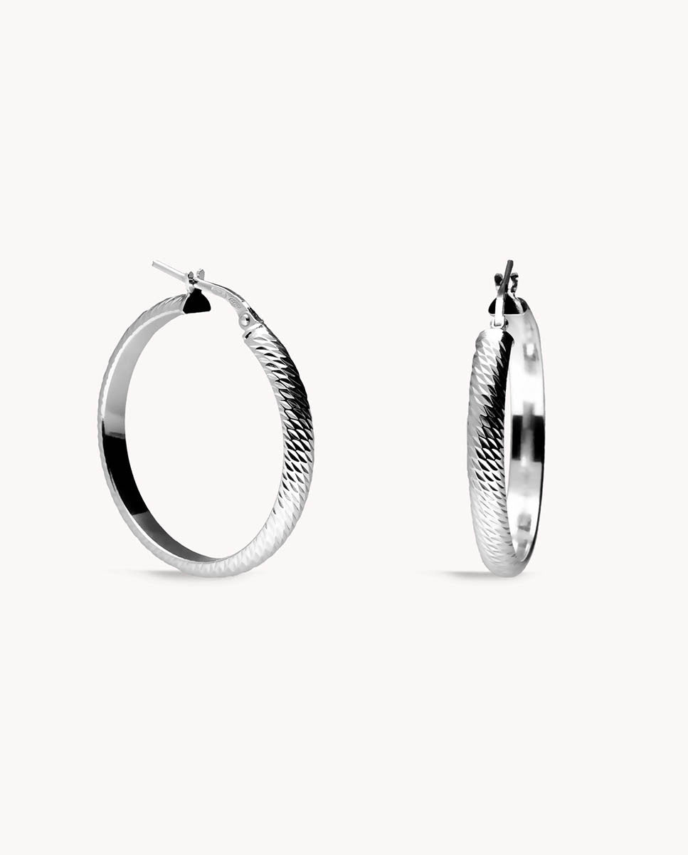 Pendientes de aro triz s de plata de ley 925 bañada en rodio. 13-3528