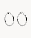 Pendientes de aro tubo 25mm de plata de ley 925 bañada en rodio. 13-3473