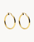 Pendientes de aro tubo 30mm de plata de ley 925 bañada en oro. 13-3492