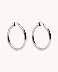 Pendientes de aro tubo 30mm de plata de ley 925 bañada en rodio 13-3491