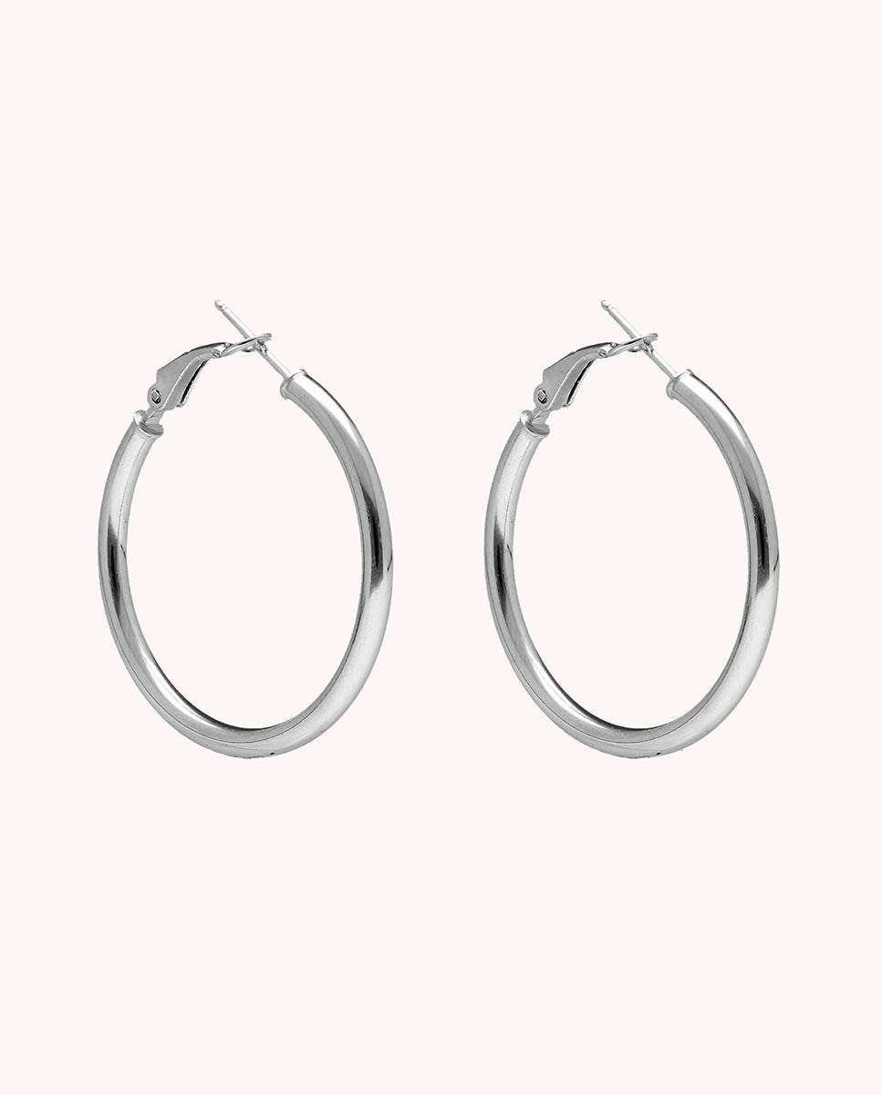 Pendientes de aro turba 30mm de plata de ley 925 bañada en rodio. 05-3387