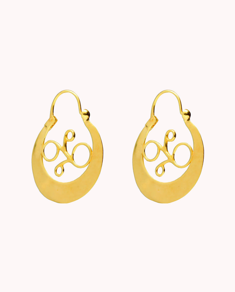Pendientes aros canarios atteneri de plata de ley 925 bañada en oro -07-3020