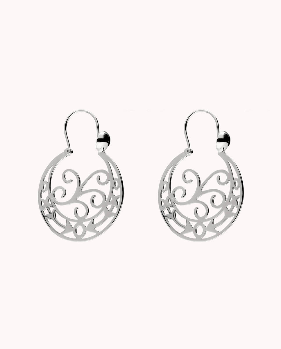 Pendientes aros canarios fayna de plata de ley 925 bañada en rodio - 58-3077