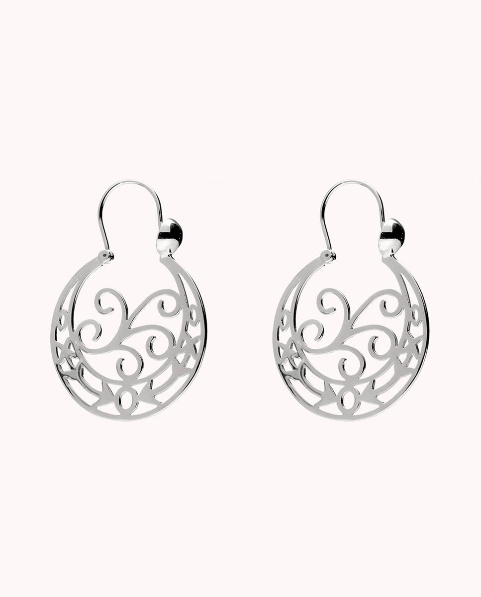 Pendientes aros canarios isora de plata de ley 925 bañada en rodio - 58-3078