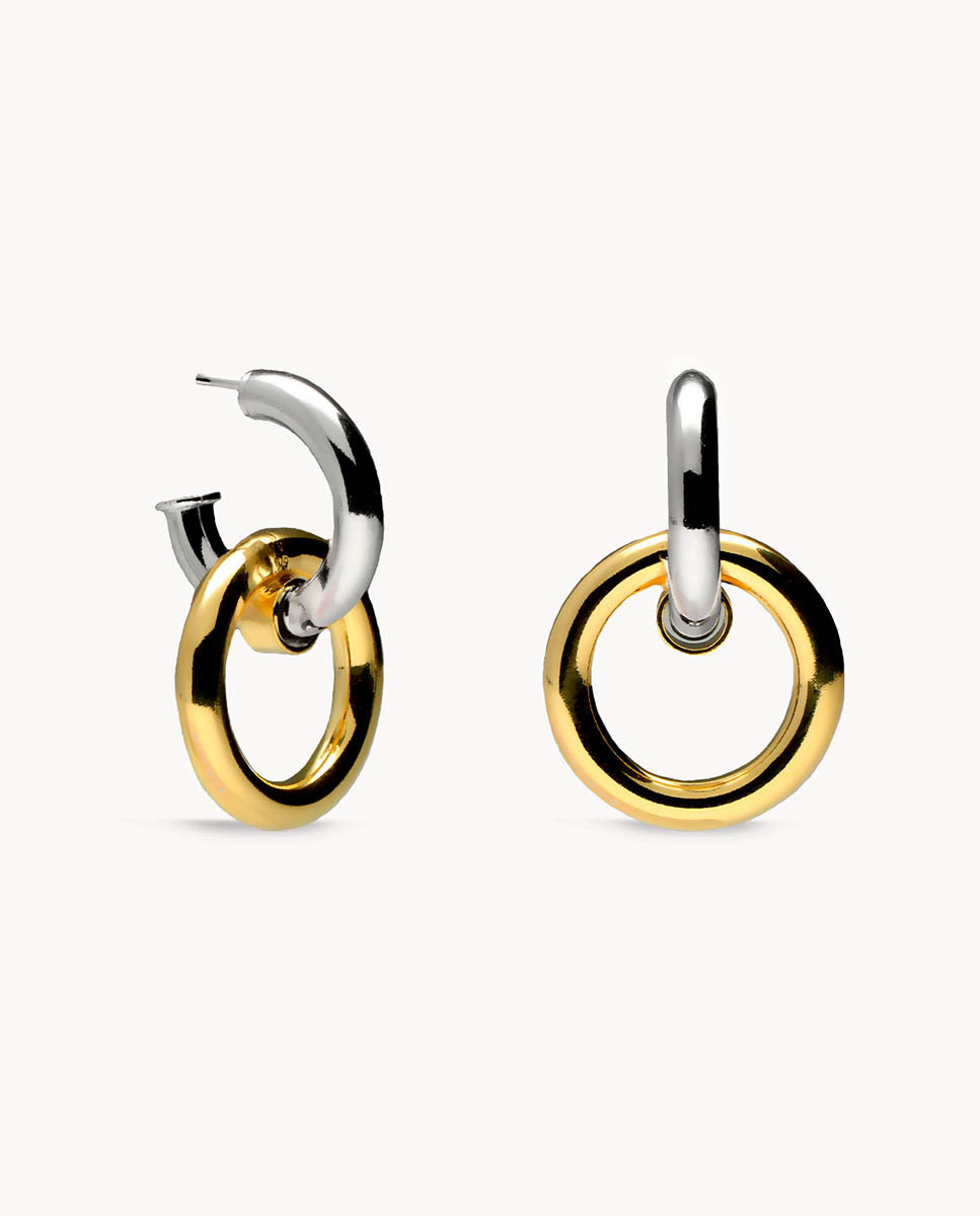 Pendientes día y noche sol de plata de ley 925 bicolor  13-3525