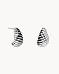 Pendientes media gota trenzada de plata de ley 925 bañada en rodio. 42-3425