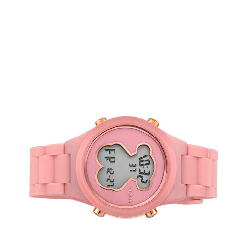 Reloj Tous digital D-Bear de policarbonato con correa de silicona coral