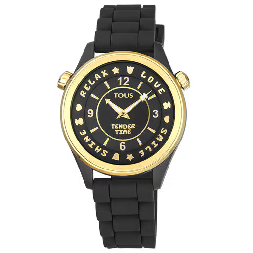 Reloj Tous Tender Time de acero inoxidable con correa de silicona negra