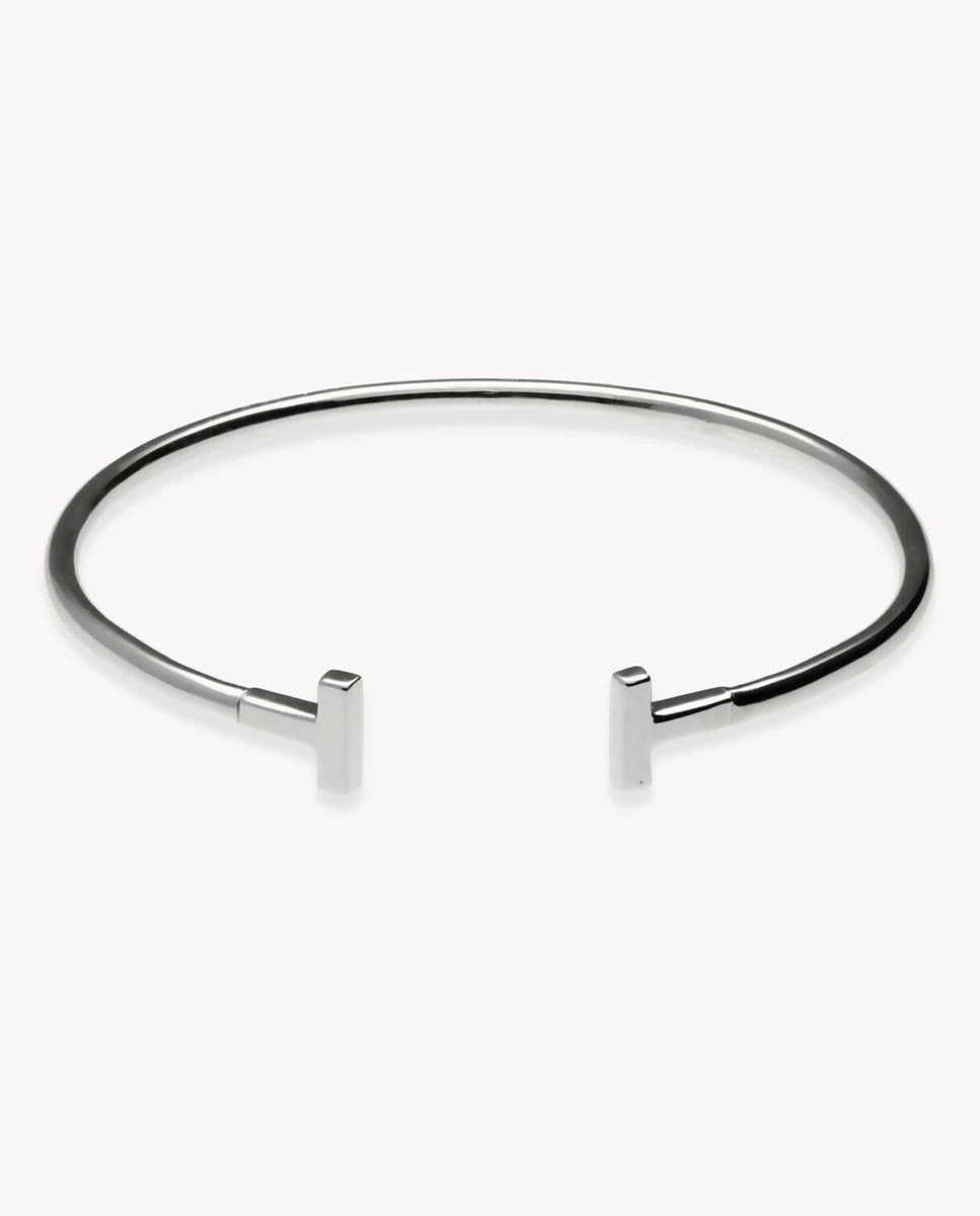 Pulsera brazalete enérgico de plata de ley 925 bañada en rodio.  42-2067