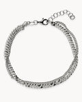 Pulsera cadenas múltiples de plata de ley 925 bañada en rodio 13-210068