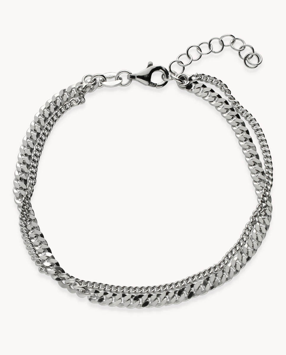 Pulsera cadenas múltiples de plata de ley 925 bañada en rodio 13-210068