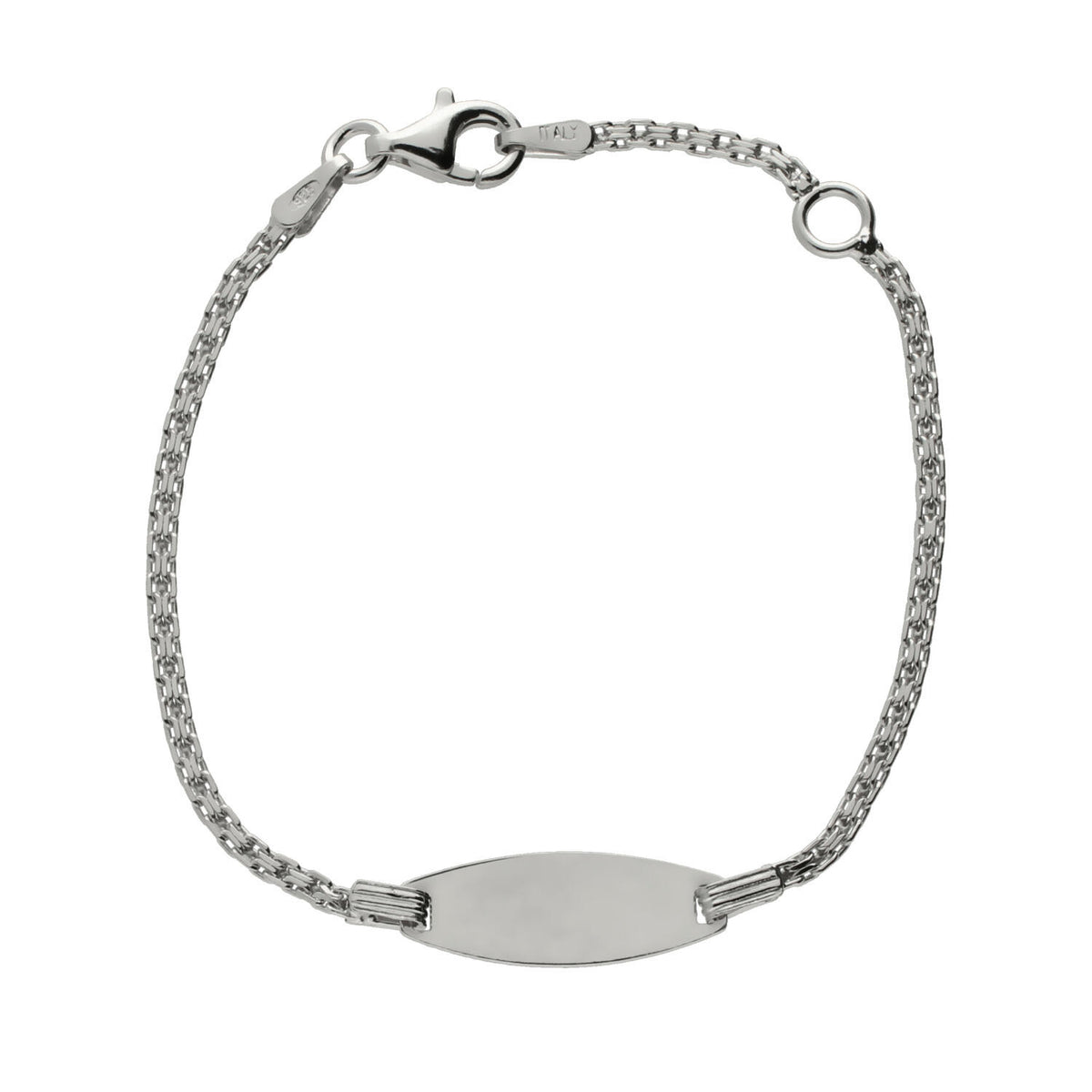 Pulsera esclava cadete placa 6mm de plata de ley 925 bañada en rodio 13-200790