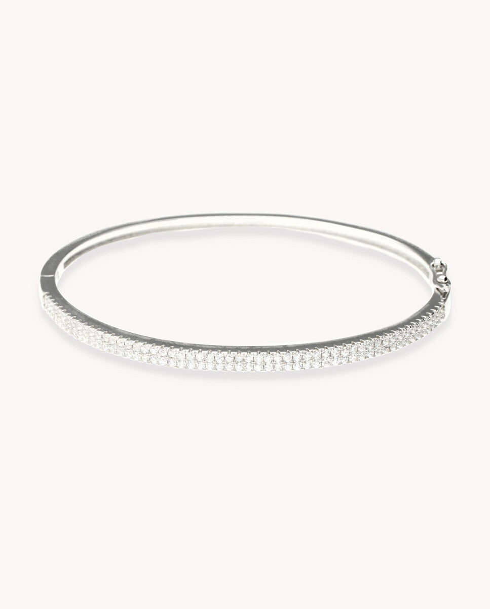 Pulsera rígida mil brillos de plata de ley 925 bañada en rodio. 33-2044
