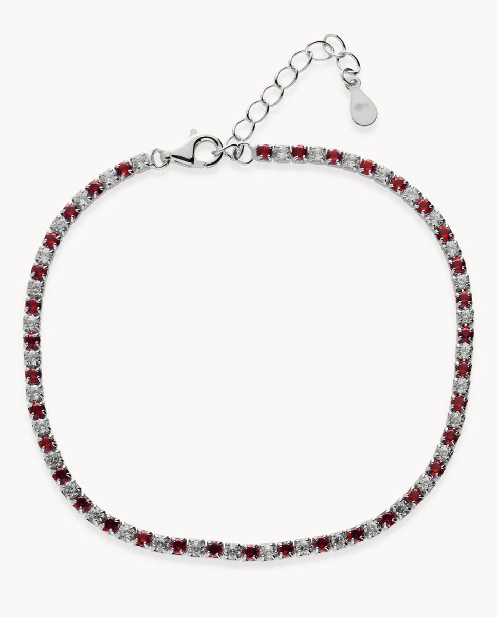 Pulsera riviere vino de plata de ley 925 bañada en rodio 06-2035