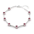 Pulsera rubí en cadena de plata de ley 925 bañada en rodio 33-2048