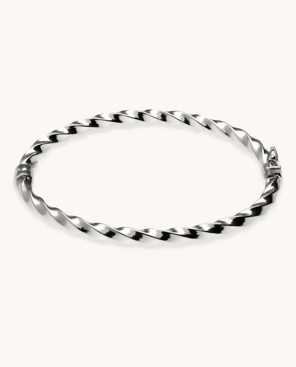 Pulsera rígida rizada de plata de ley 925 bañada en rodio. 02-2265