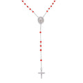 Rosario plata rodiada bolas swarovsky red 50+2cm 25-8112
