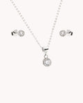 Set de pendientes y colgante de plata de ley 925 bañada en rodio 15-5120
