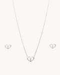 Set de pendientes y collar de plata de ley 925 bañada en rodio con corazón y circonitas 58-5167