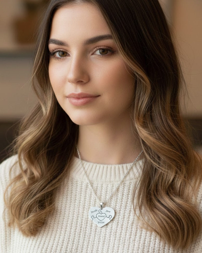 Corazon con puzzle dentro Grabado perzonalizado