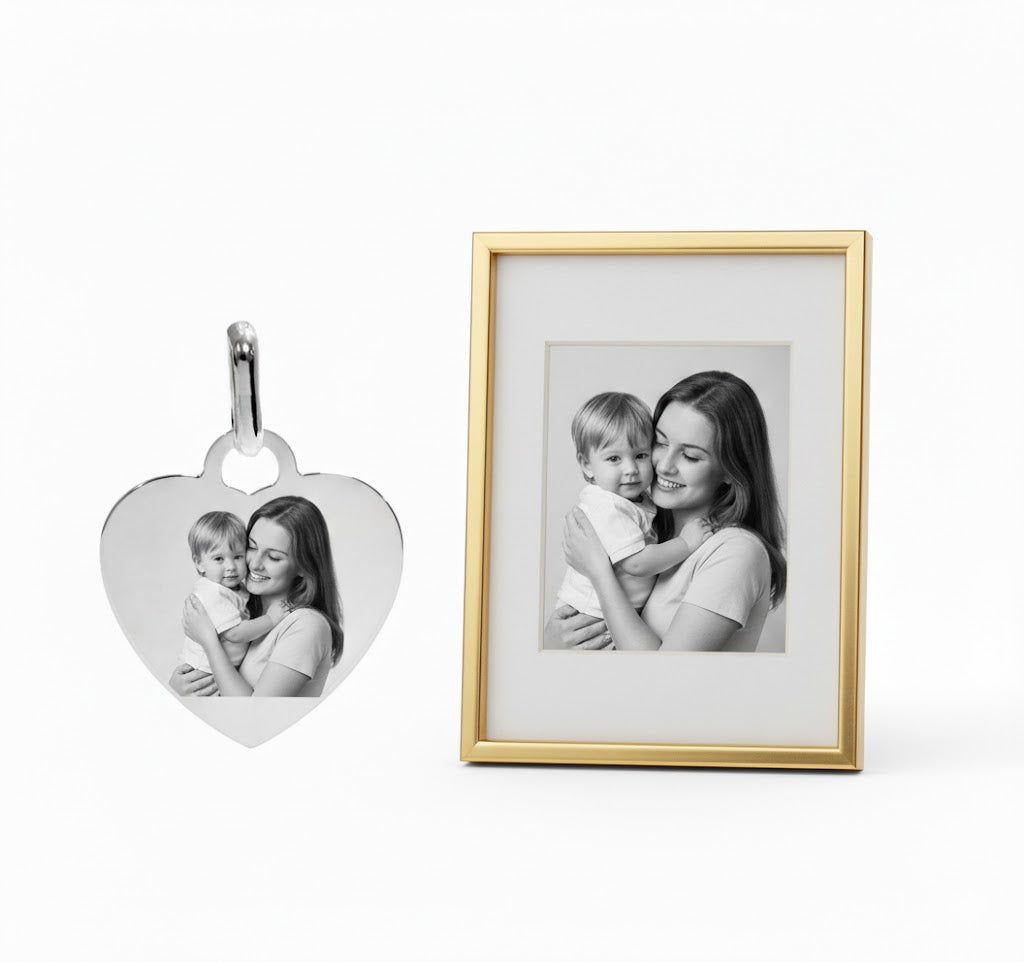 Colgante corazón 22x21 mm, para grabar de plata de ley 925    - 05-6073