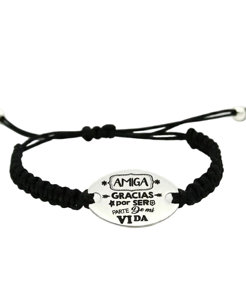 Pulsera Chapa Ovalada 25x15 mm , con hilo color