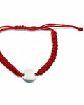 Pulsera de hilo rojo con chapa de Plata de 15 mm